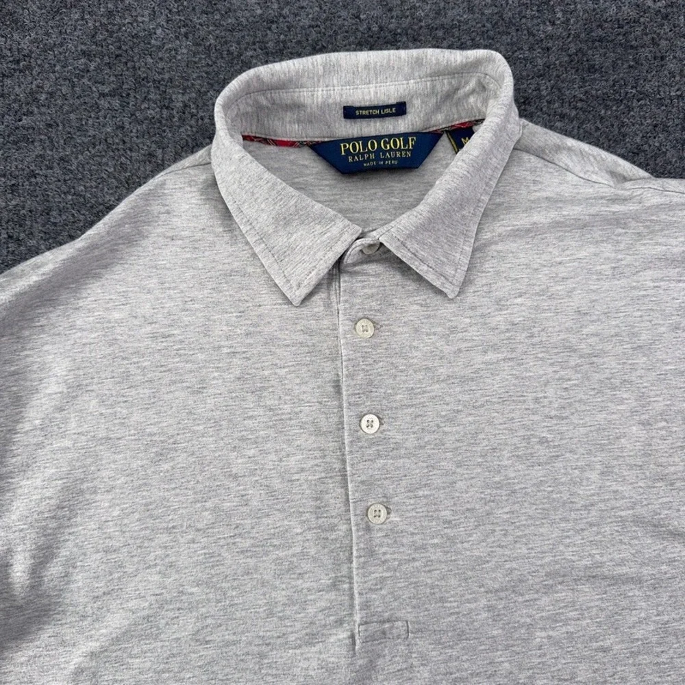 Polo Golf Ralph Lauren Mens Gray Stretch Lisle Pima Cotton Polo Shirt Size M
